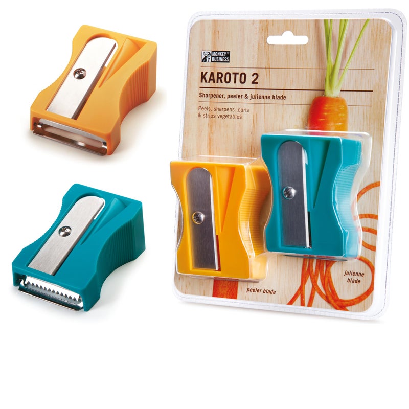 Monkey Business Julienne Peeler and Blade, Green and Turquoise - Image 1